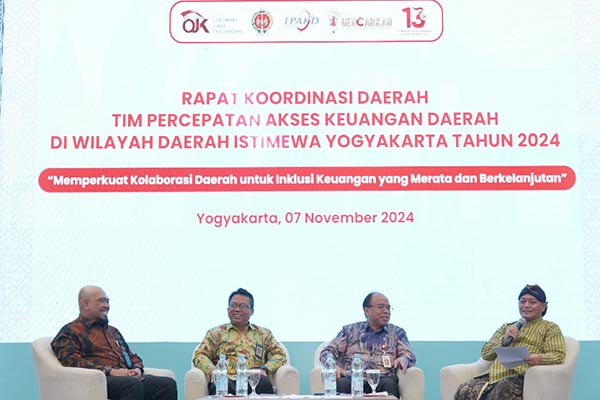 Rapat Koordinasi Daerah (Rakorda) TPAKD DIY Berlangsung di Ballroom Indraprasta, Kantor OJK DIY, Kamis (7/11/24)